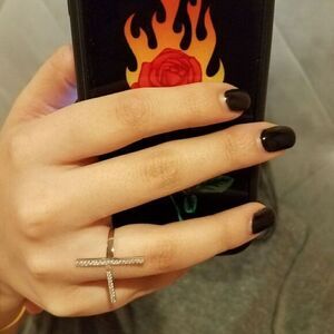 14k white gold plated over Silver Fashion Ring